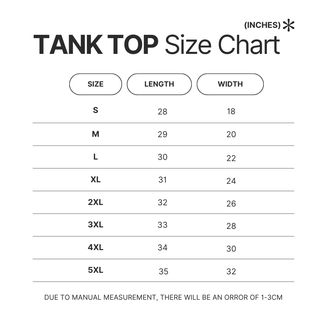 Tank Top Size Chart - Sekiro Shop