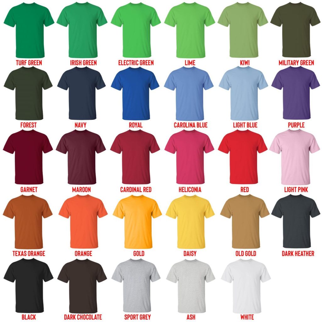 t shirt color chart - Sekiro Shop